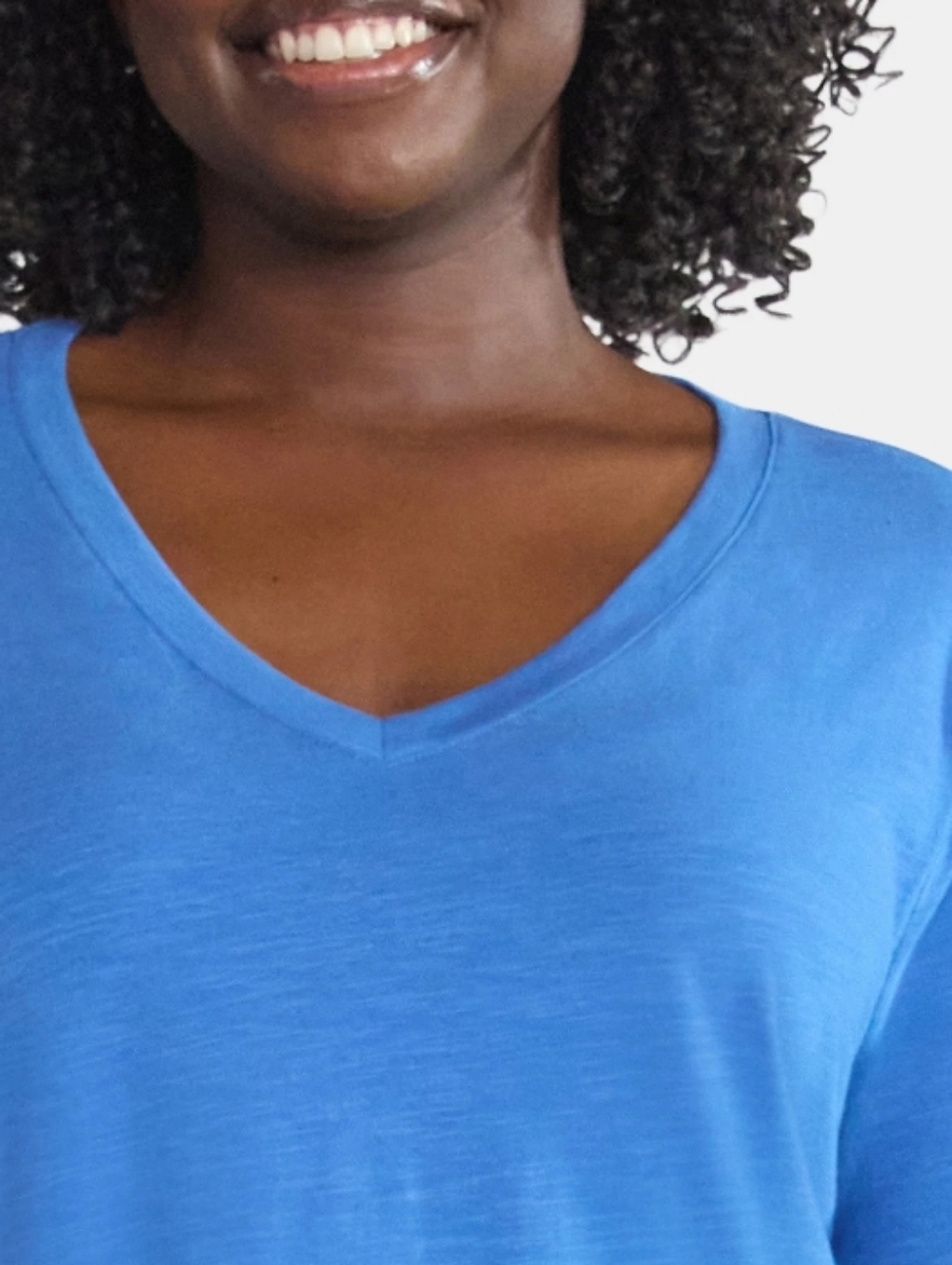 Terra & Sky Cotton Blend Bright Blue V-Neck Lightweight Sweatshirt Women Size 4x — image 4 of 8